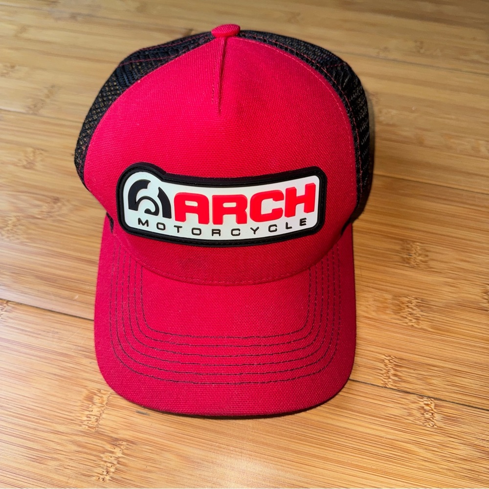 Red Arch Motorcycle Cap